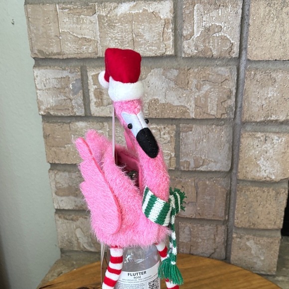 Festive Pink Christmas Flamingo Wine Cover 16" by St. Nicholas Square NEW - Picture 5 of 13